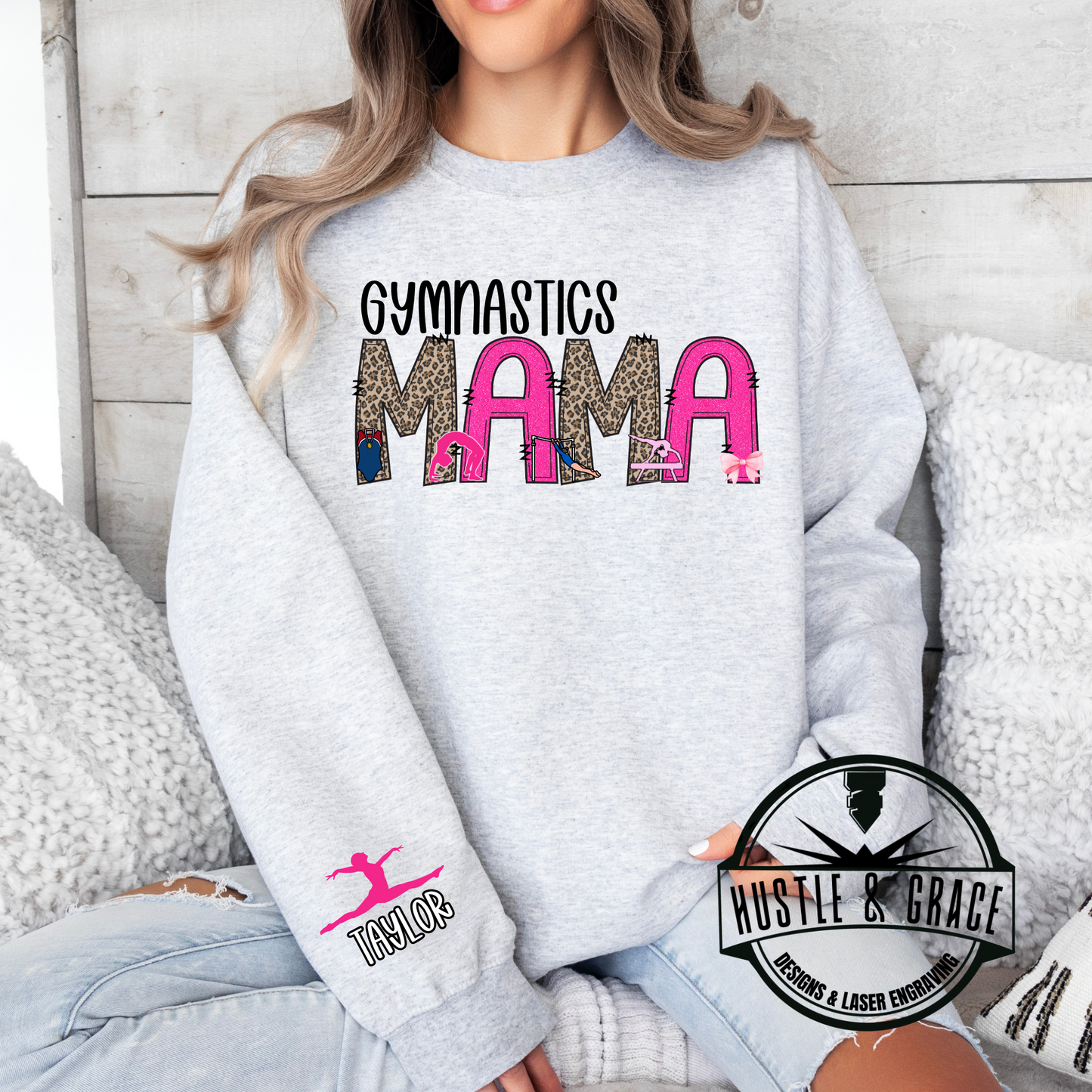 Gymnastics Mama w/ Name on Sleeve